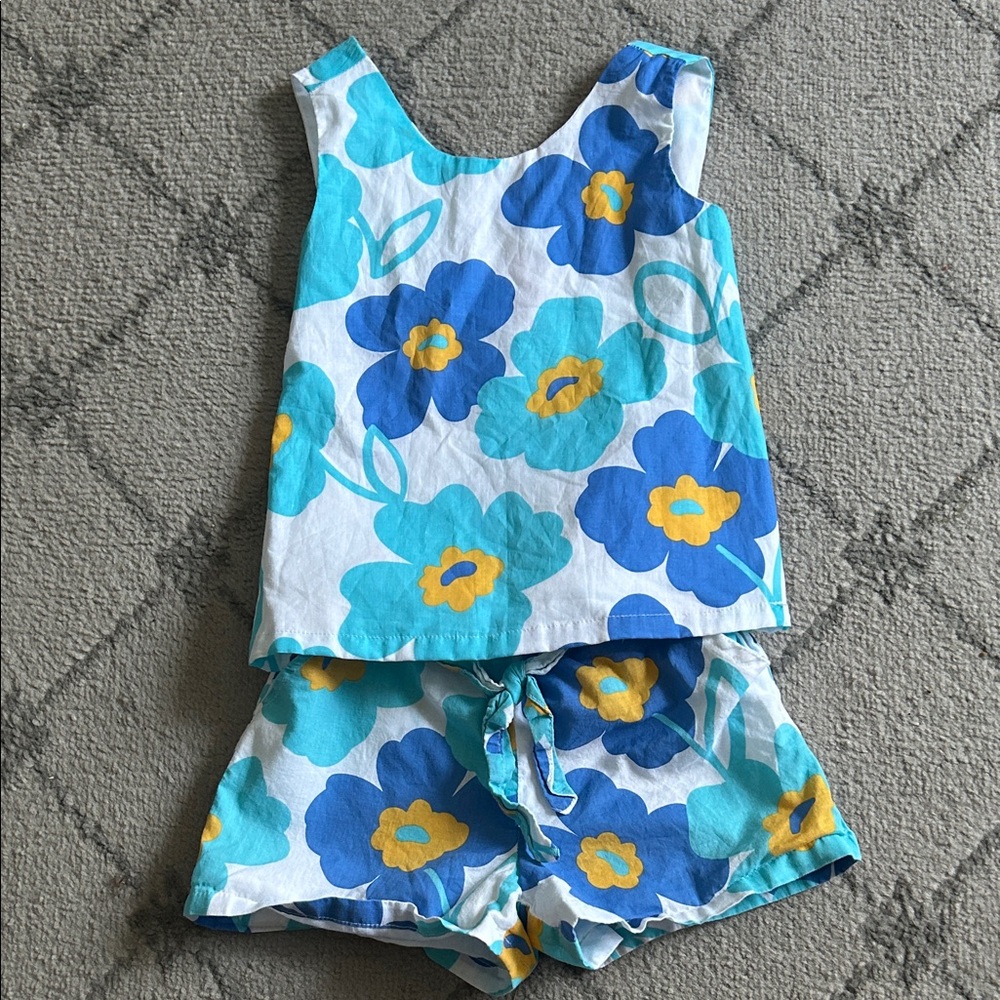 Sigrid Olsen Blue and Yellow Floral Kids Matching Set